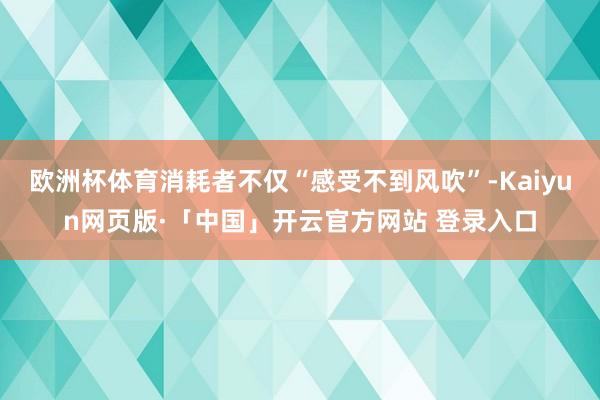欧洲杯体育消耗者不仅“感受不到风吹”-Kaiyun网页版·「中国」开云官方网站 登录入口